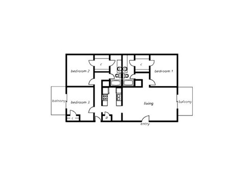 2 bedroom 2 bathroom floor plan at The View At Catalina Apartments in Tucson, AZ